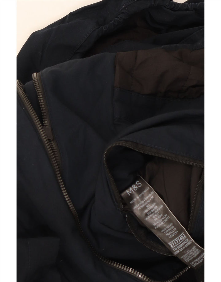 Jaqueta utilitária masculina com capuz Marks & Spencer Reino Unido 38 algodão azul marinho médio