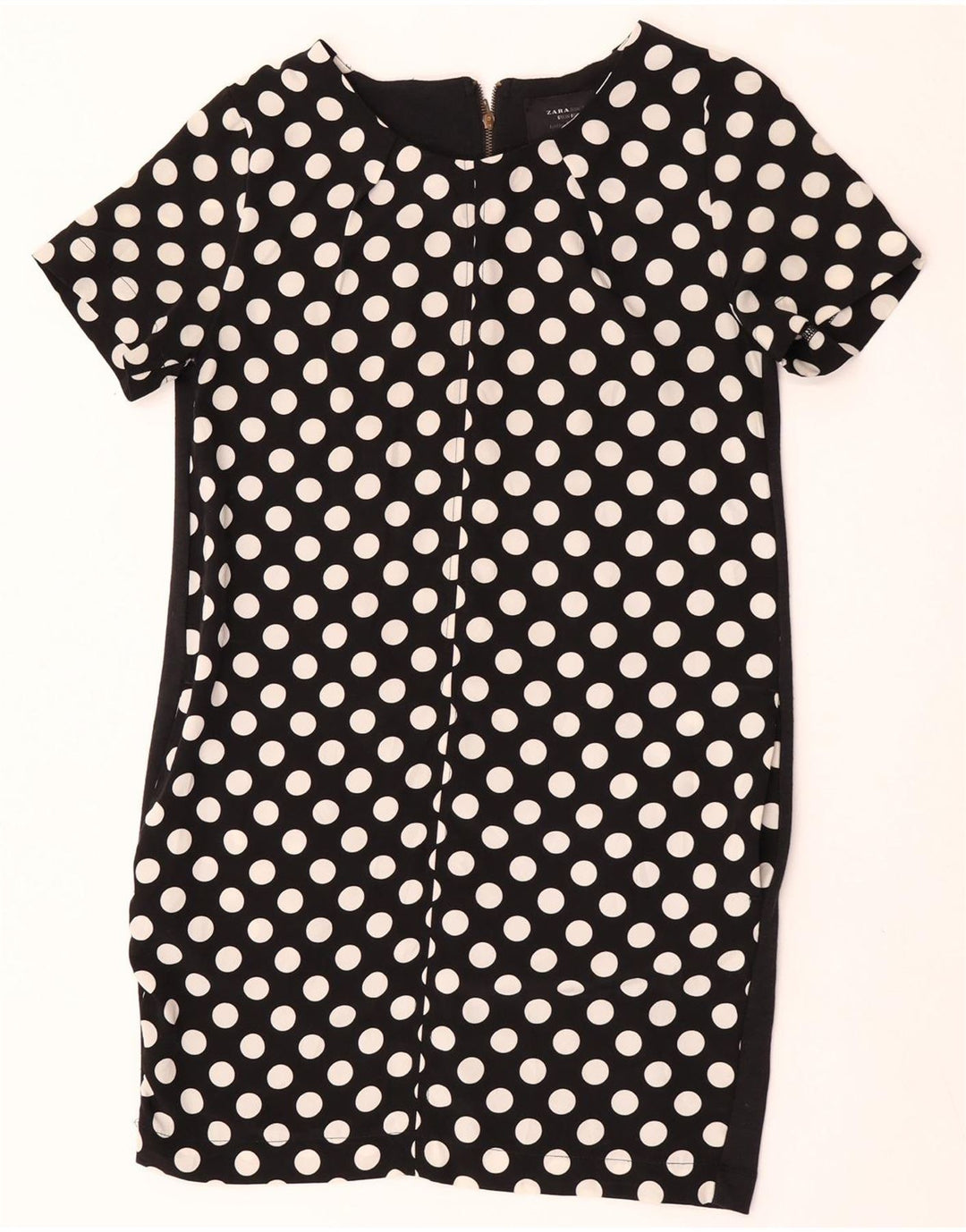 Vestido feminino Zara UK 12 médio preto bolinhas poliéster
