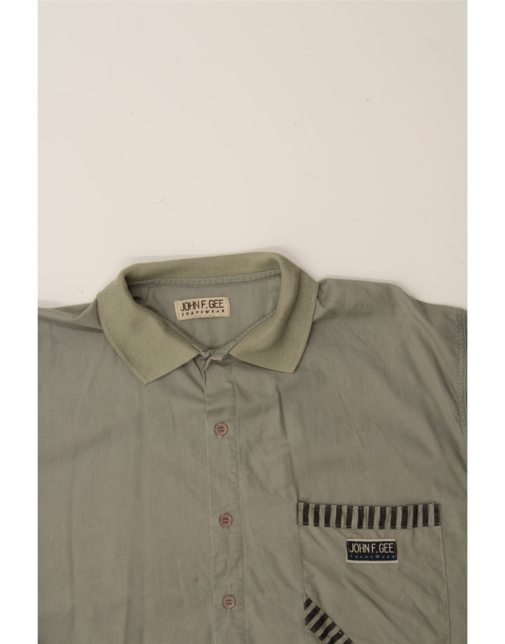 JOHN F GEE Mens Short Sleeve Shirt XL Grey Cotton Vintage John F Gee and Second-Hand John F Gee from Messina Hembry 