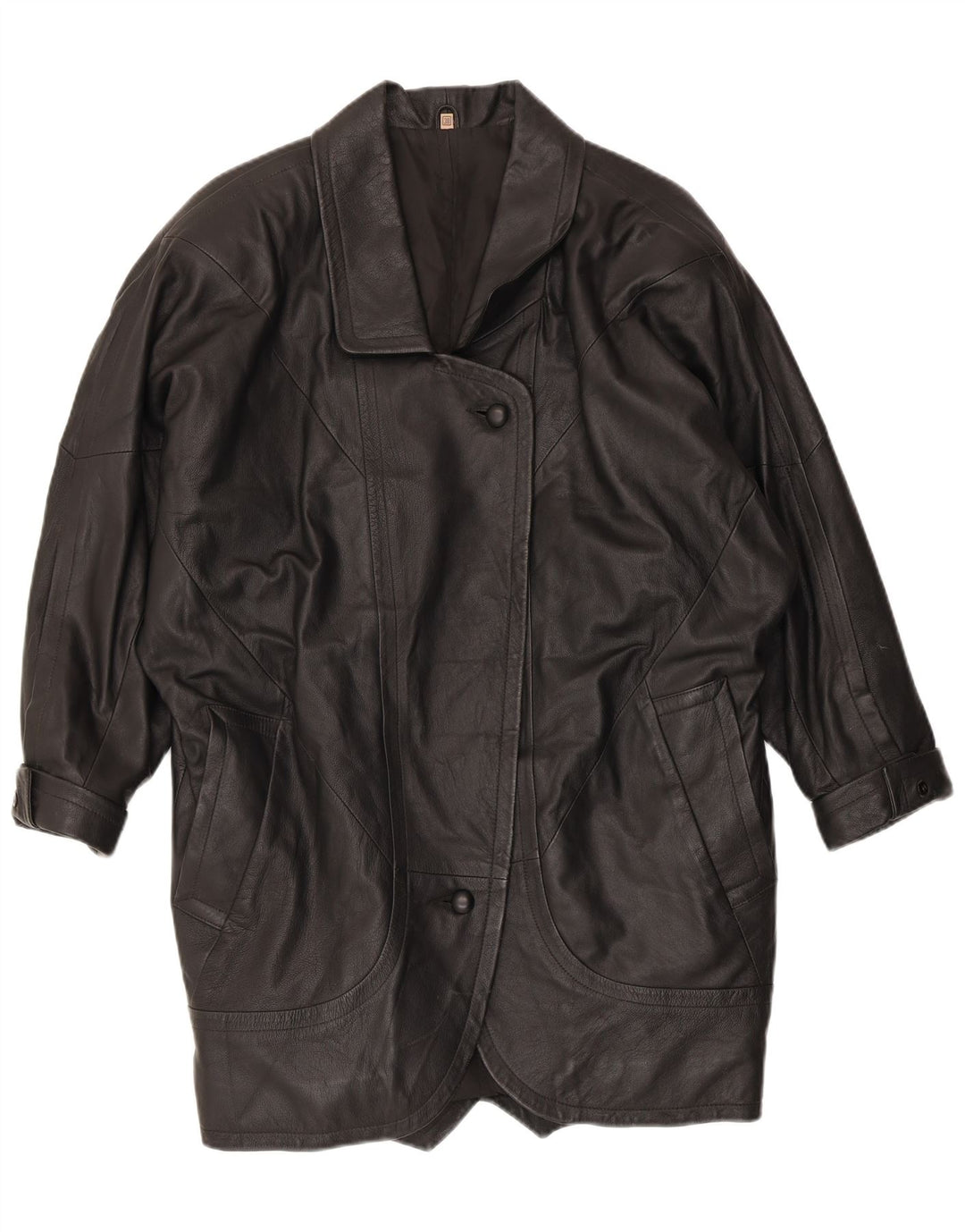 Casaco feminino de couro superdimensionado VINTAGE EU 38 couro preto médio