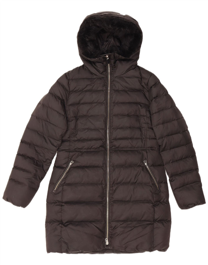 Casaco acolchoado com capuz feminino MASSIMO DUTTI Reino Unido 16 grande poliéster preto