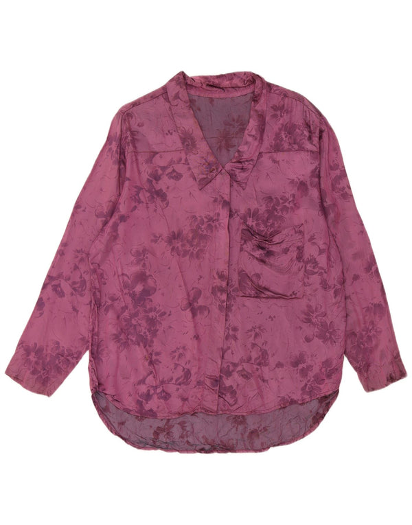 Camisa feminina vintage UK 16 grande roxo floral
