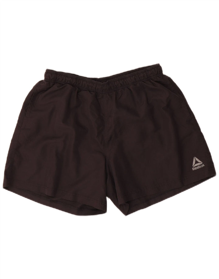Shorts esportivos masculinos Reebok grande poliéster preto