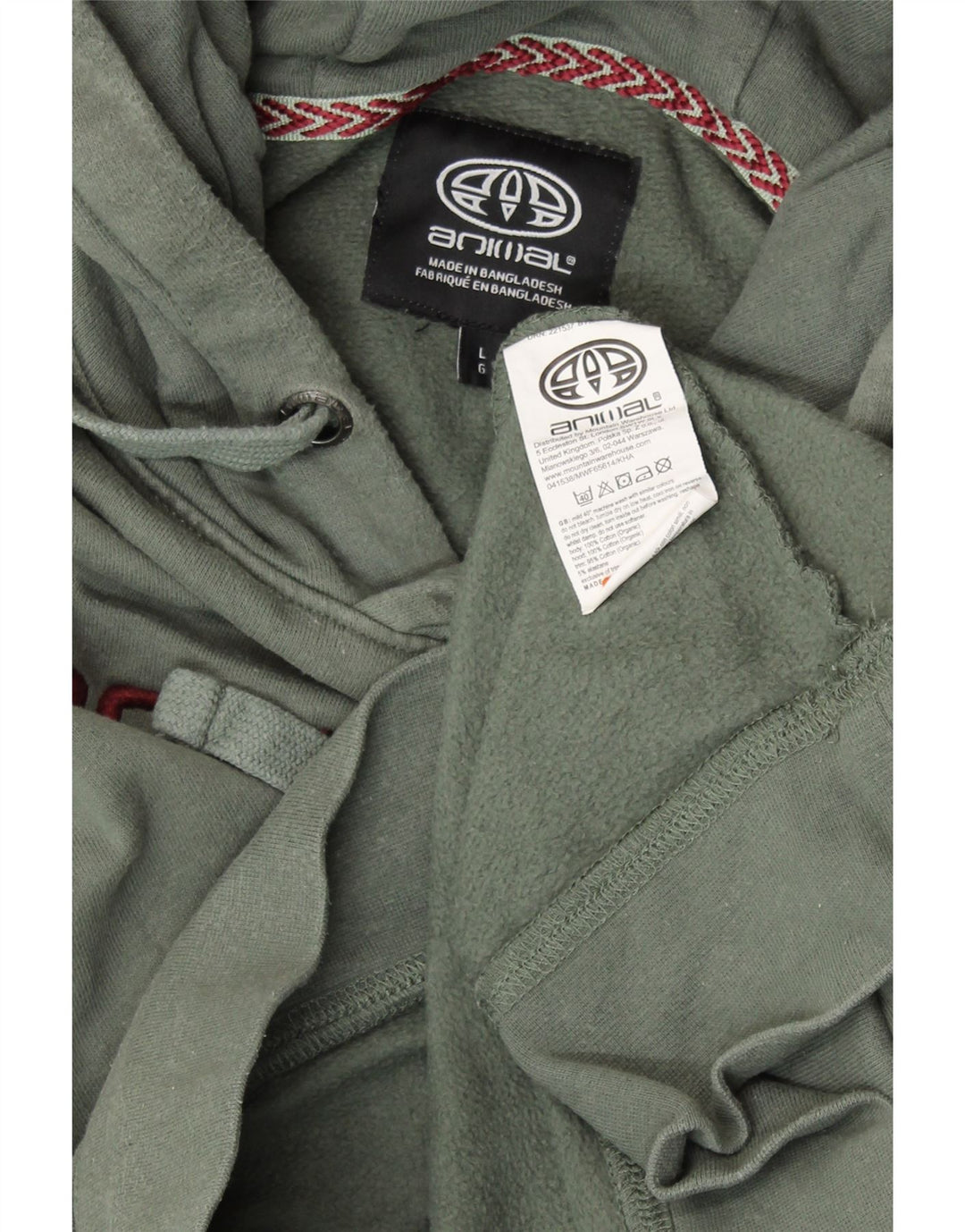 ANIMAL Mens Graphic Hoodie Jumper Grande Algodão Verde