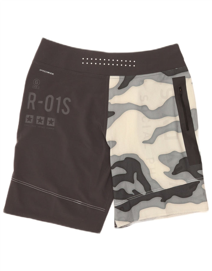 Shorts de natação masculino Reebok Speedwick Graphic médio preto colorblock