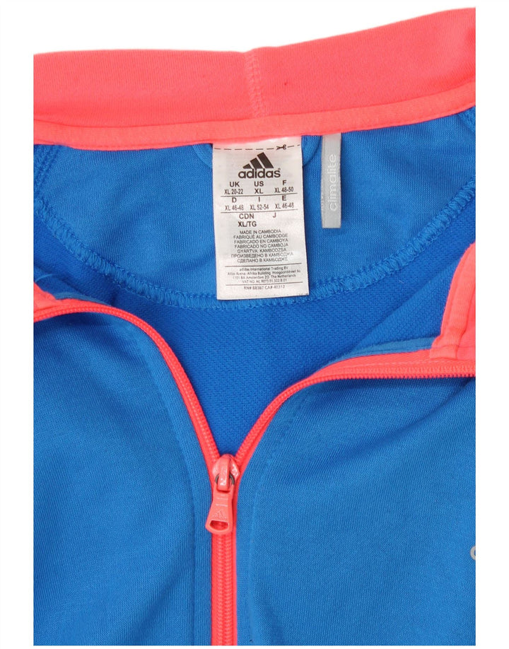 Suéter Adidas Feminino Climalite Zip com Capuz UK 20/22 XL Azul Poliéster