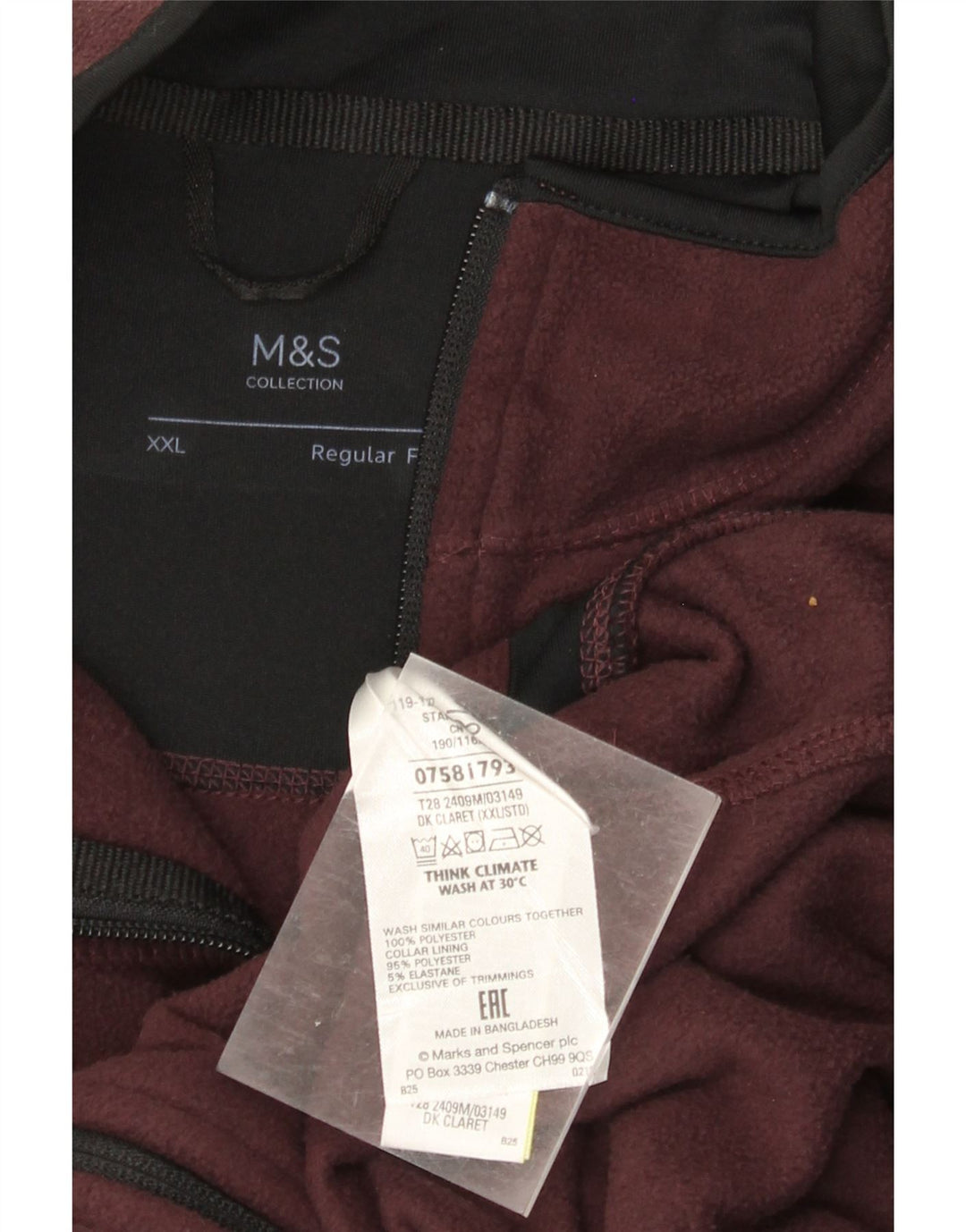 Jaqueta masculina de lã MARKS & SPENCER Regular Fit Reino Unido 42 2XL Borgonha