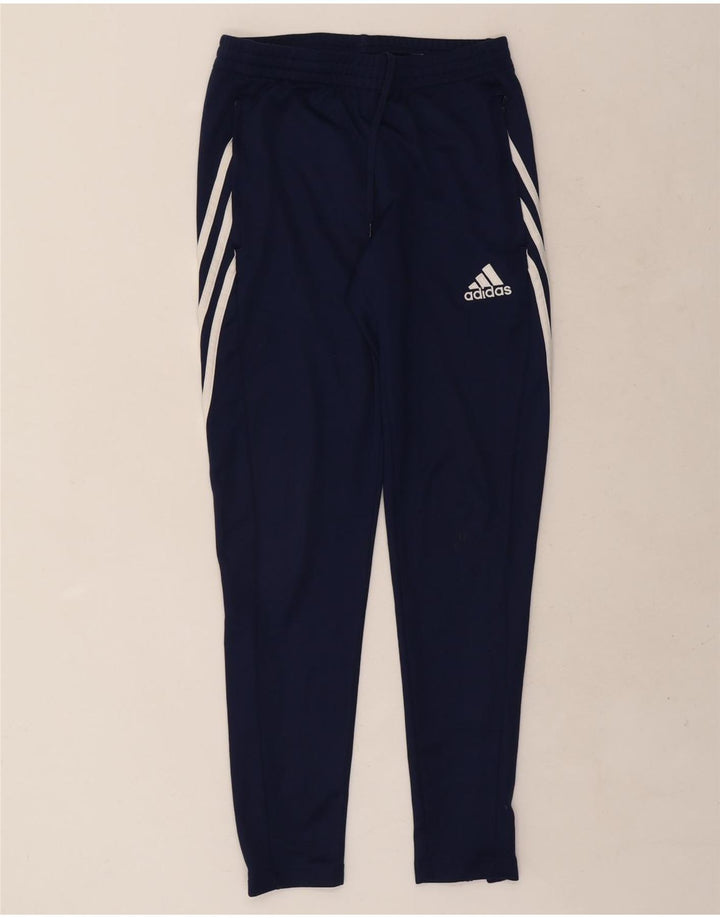 Calça de treino masculina Adidas Climalite pequena azul marinho poliéster