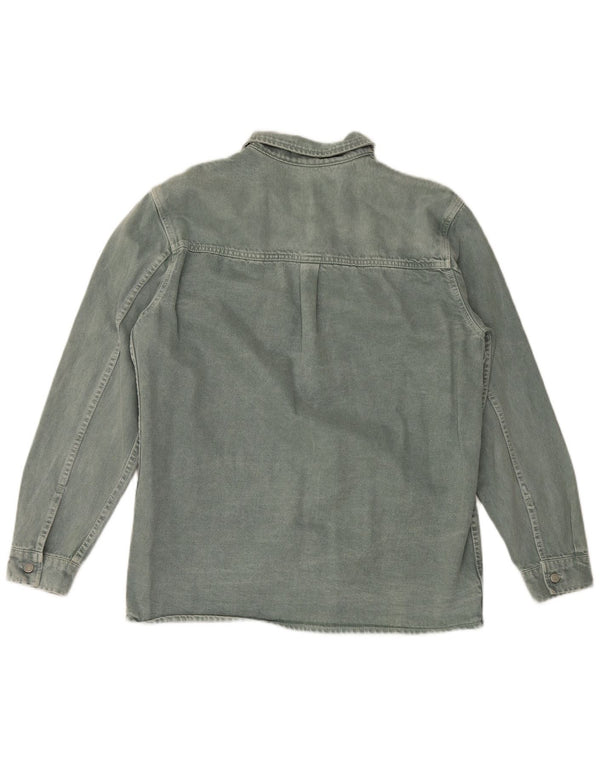 Camisa jeans masculina Zara com ajuste relaxado XL verde algodão
