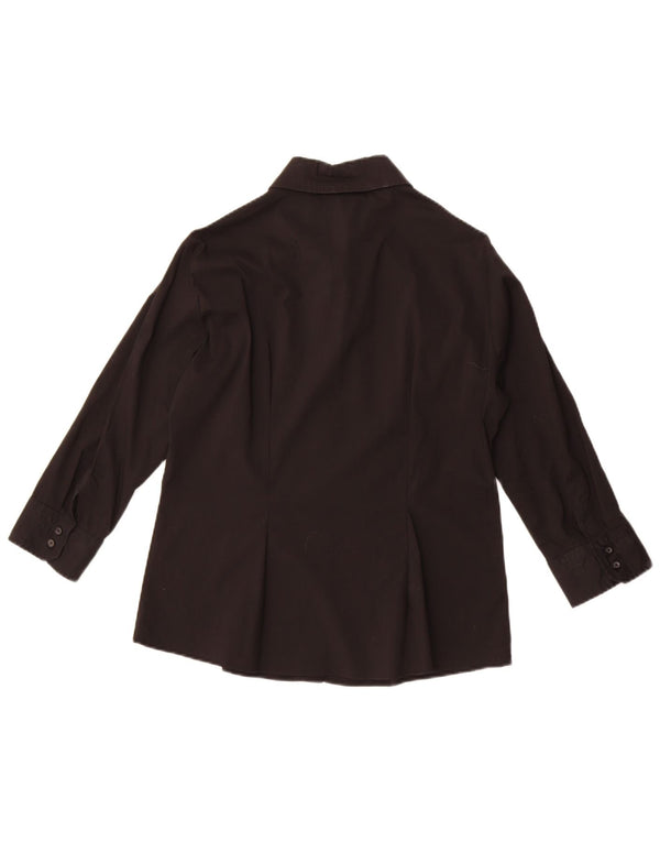 Blusa feminina Zara manga 3/4 UK 18 XL algodão preto