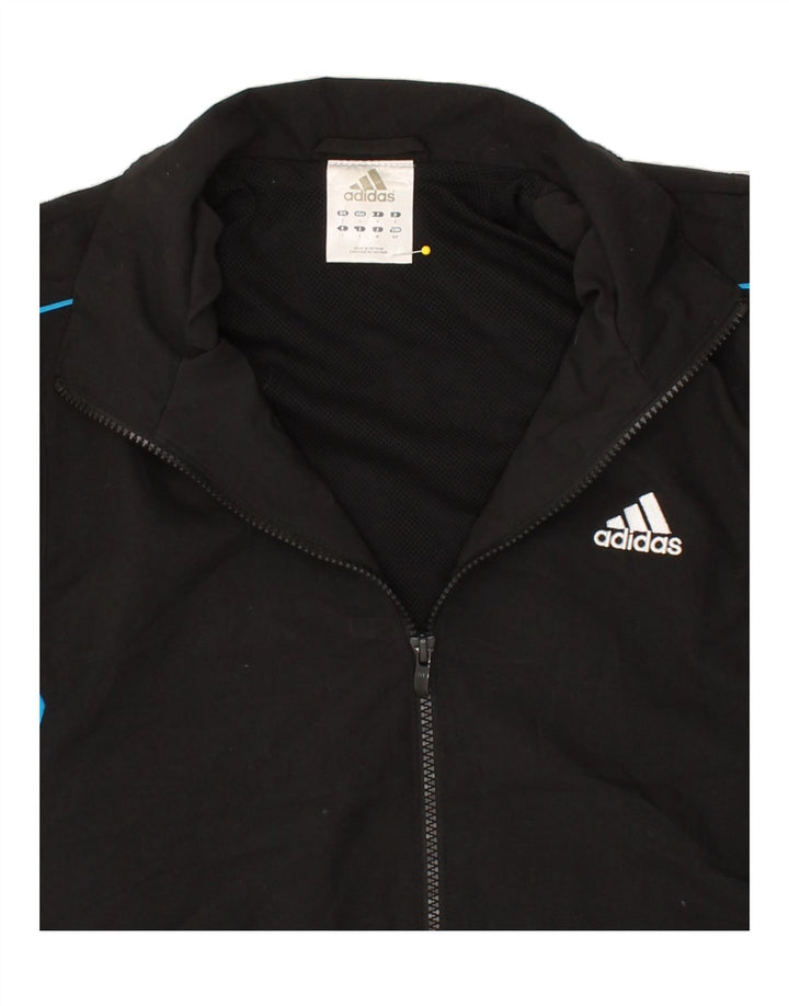 ADIDAS Mens Graphic Tracksuit Top Jacket Pequeno Preto Colorblock Poliéster