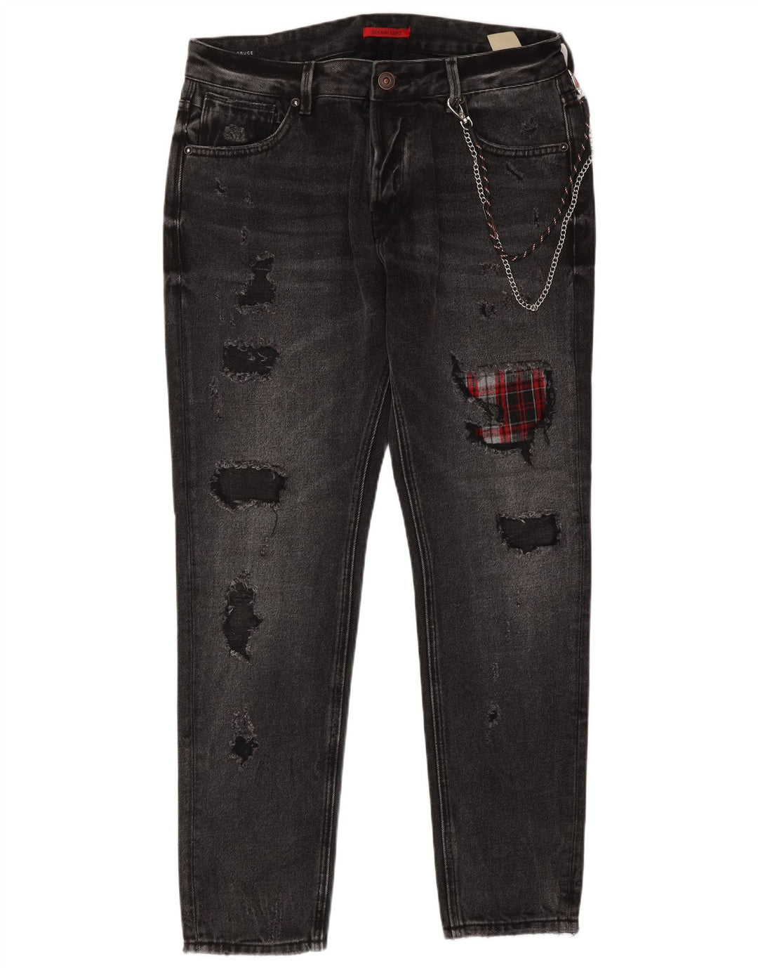 Gianni Lupo Masculino Bruce Distressed Slim Jeans IT 48 Médio W34 L30 Cinza