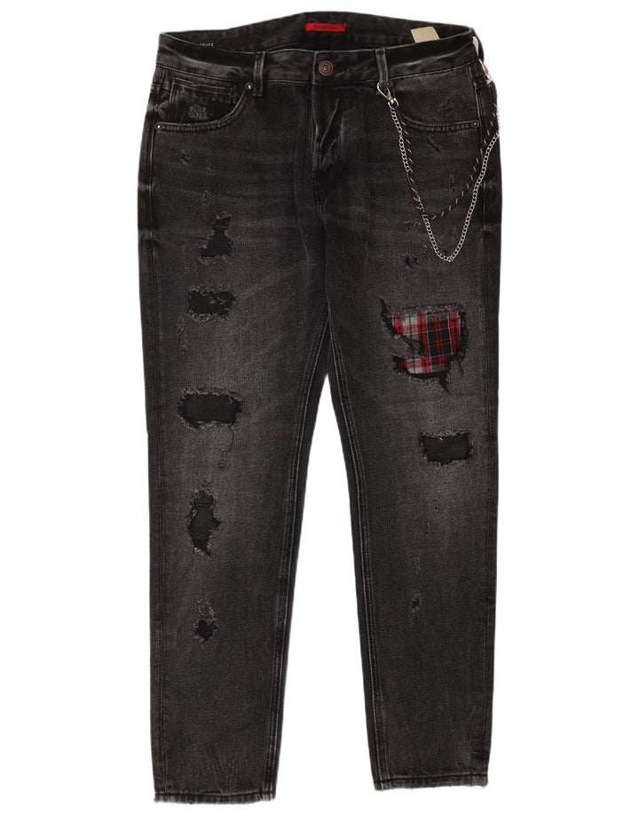 Gianni Lupo Masculino Bruce Distressed Slim Jeans IT 48 Médio W34 L30 Cinza