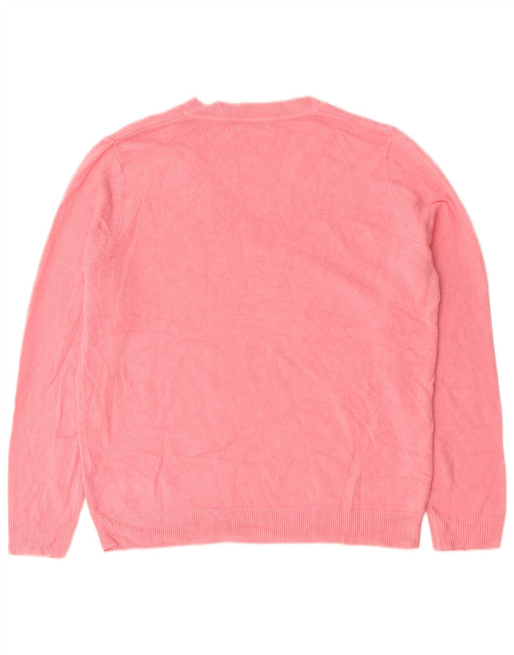 Suéter feminino Marks & Spencer com decote em V Reino Unido 14 acrílico rosa médio