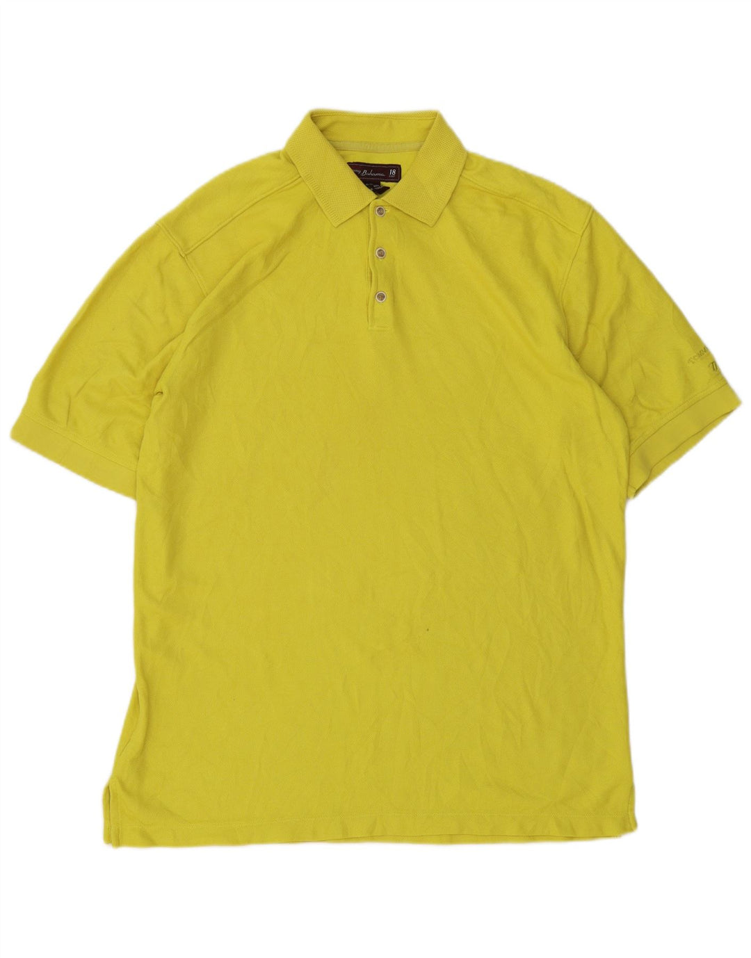 Camisa polo masculina Tommy Bahama de algodão amarelo médio