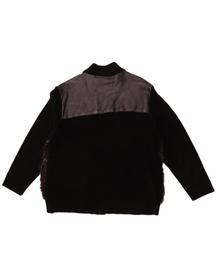 Jaqueta de couro feminina VINTAGE UK 18 XL couro preto
