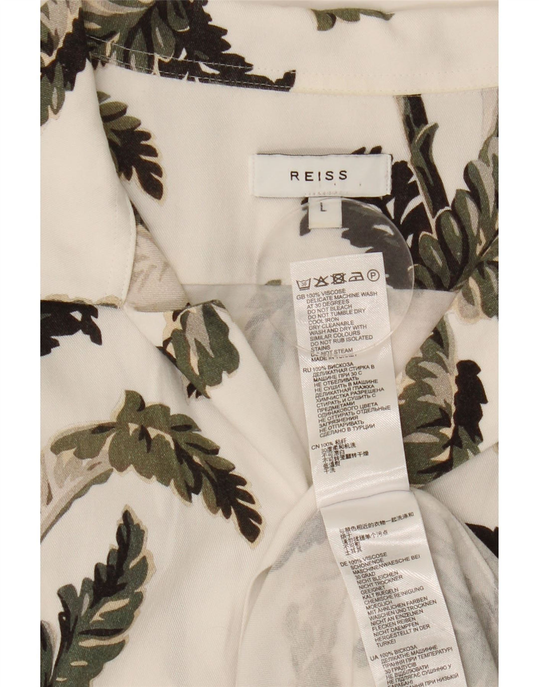 Camisa masculina de manga curta Reiss grande viscose floral branca