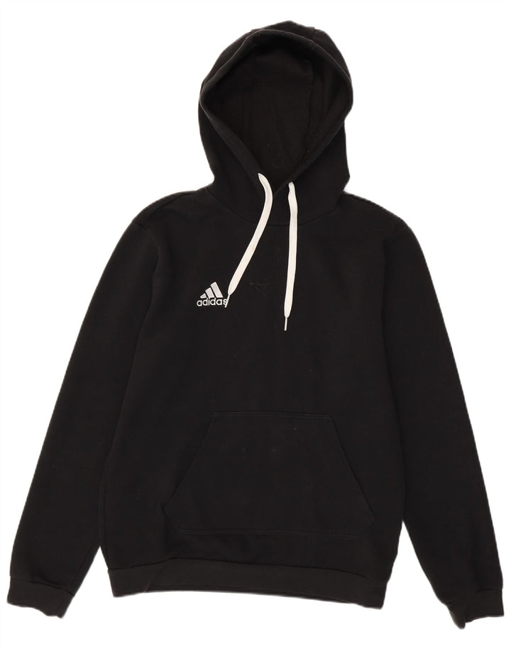 ADIDAS Mens Hoodie Jumper Pequeno Algodão Preto