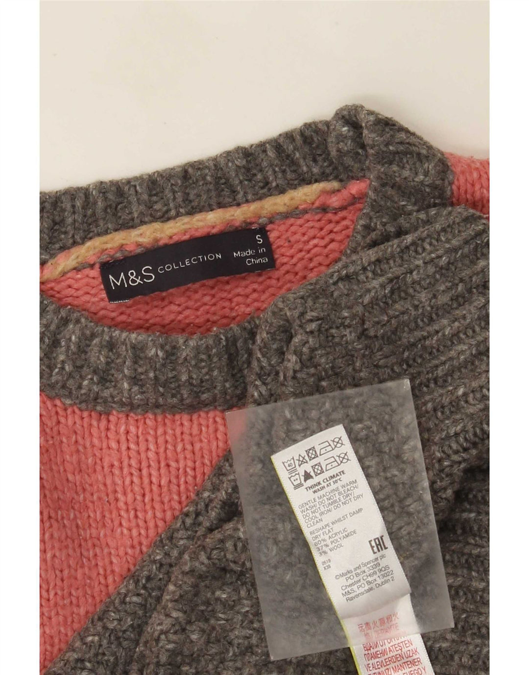 Suéter feminino Marks & Spencer com gola canoa Reino Unido 10 pequeno multicolorido