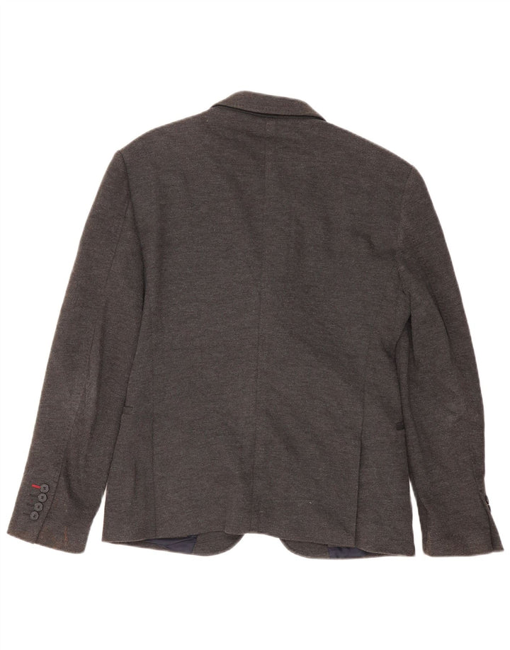 Jaqueta blazer masculina Zara com 2 botões EU 48 poliéster cinza médio