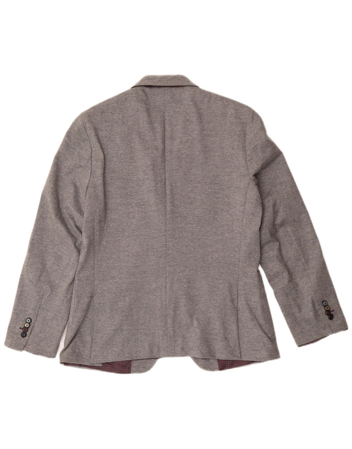 Jaqueta blazer feminina de 2 botões John Barritt IT 50 XL algodão cinza