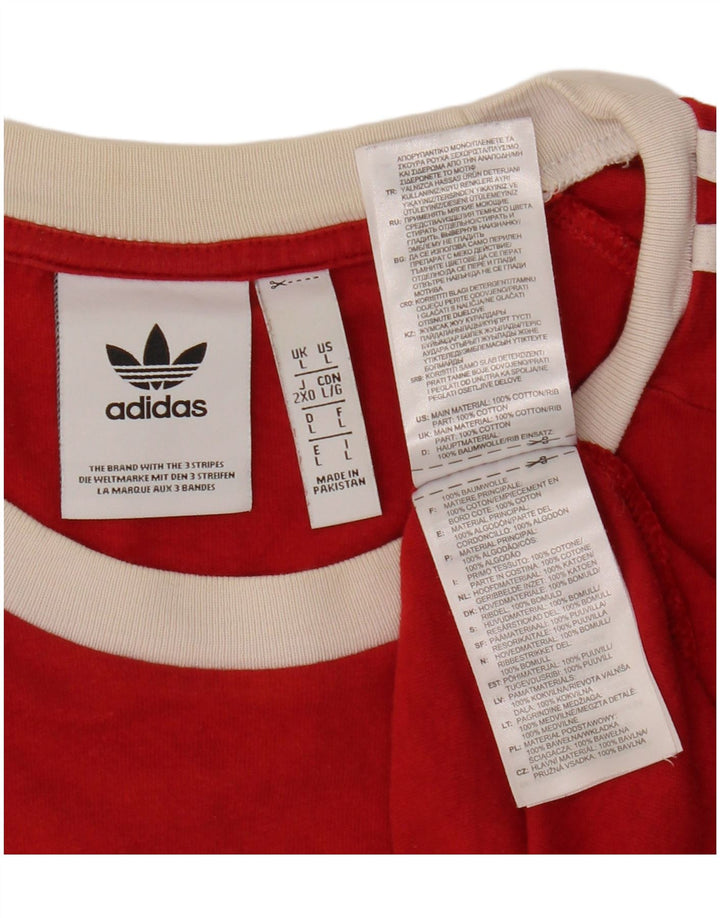 ADIDAS Mens T-Shirt Top Grande Algodão Vermelho