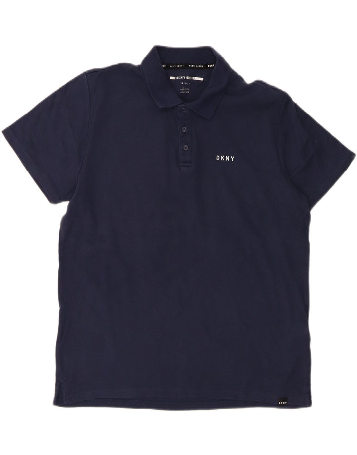 DKNY Mens Polo Shirt Medium Navy Blue Cotton Vintage Dkny and Second-Hand Dkny from Messina Hembry 