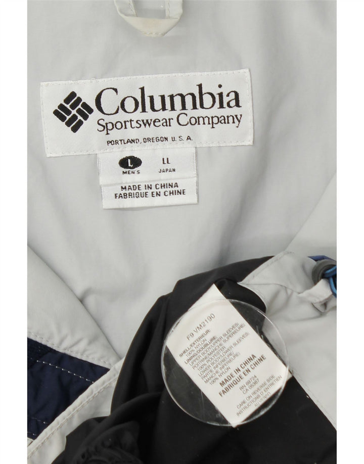 Jaqueta corta-vento masculina Columbia UK 40 grande azul colorblock nylon