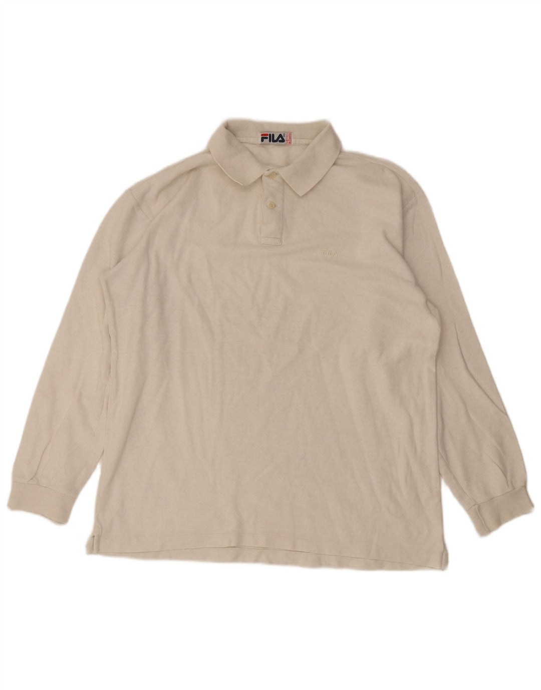 Camisa polo masculina Fila de manga comprida EUA 42 grande branco