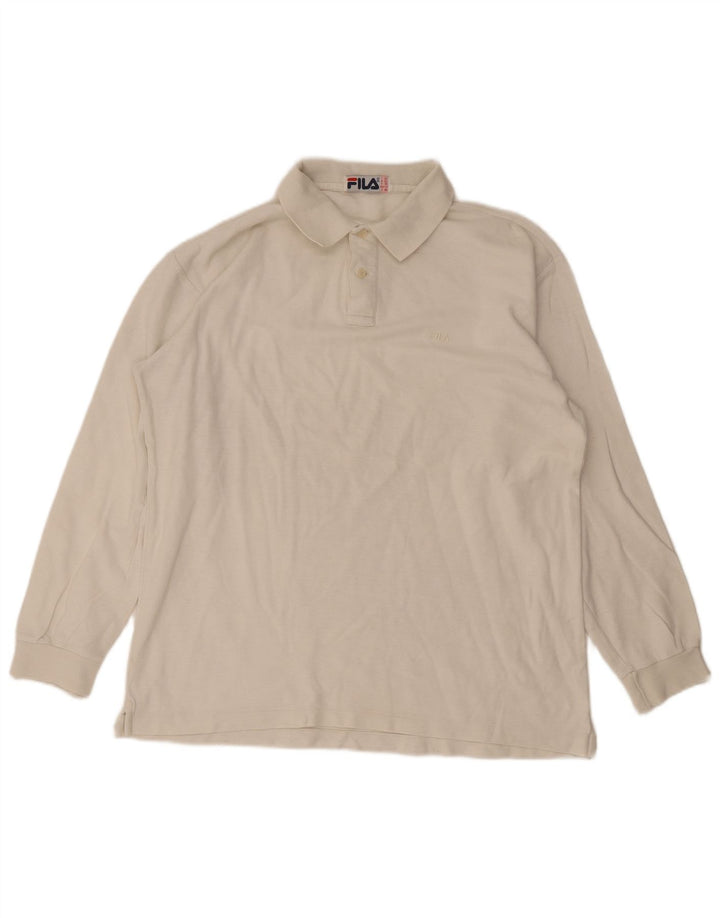 Camisa polo masculina Fila de manga comprida EUA 42 grande branco