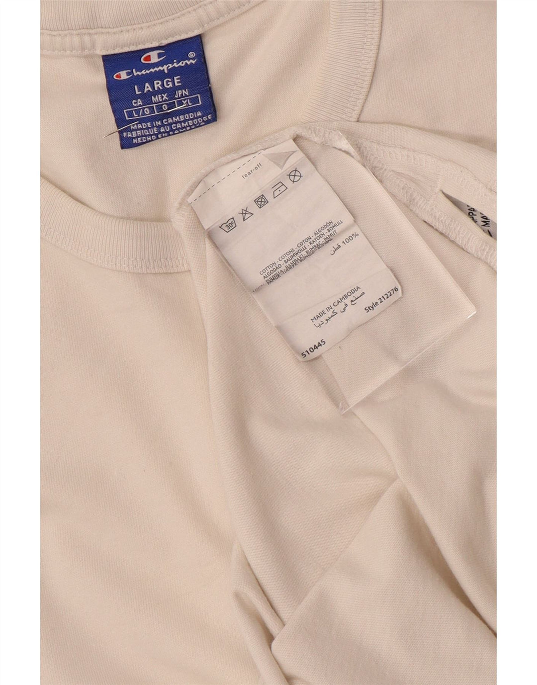 CAMPEÃO Camiseta masculina gráfica grande algodão branco