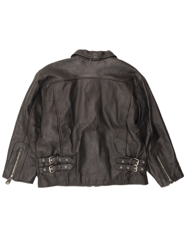 Jaqueta de couro masculina vintage EU 54 2XL couro preto