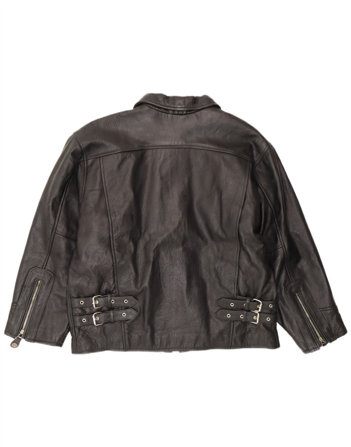 Jaqueta de couro masculina vintage EU 54 2XL couro preto