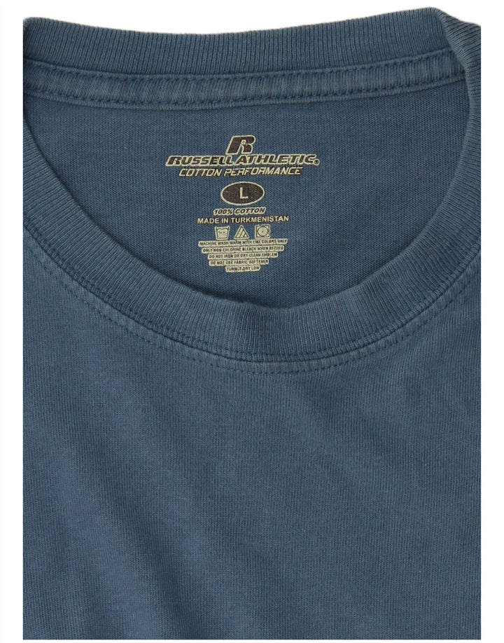 Russell Athletic Mens Camiseta Top Grande Algodão Azul