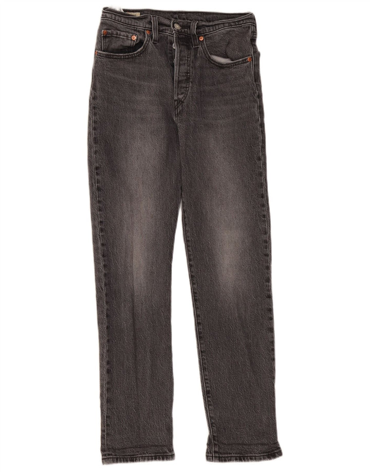 Calça jeans feminina Levi's 501 Straight W26 L30 cinza algodão