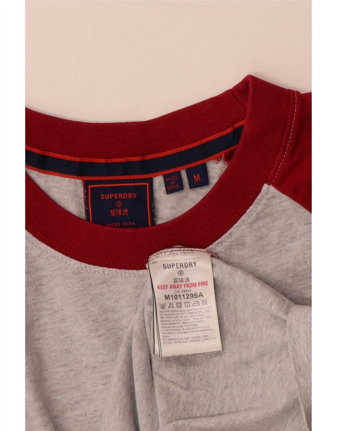 Camiseta masculina Superdry Top cinza médio algodão colorblock