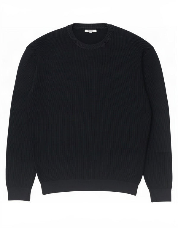 Suéter masculino Zara com gola redonda, grande algodão preto