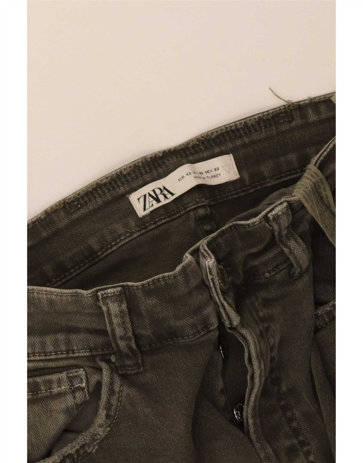 Zara Mens Distressed Slim Jeans EU 42 Médio W32 L27 Algodão Cáqui