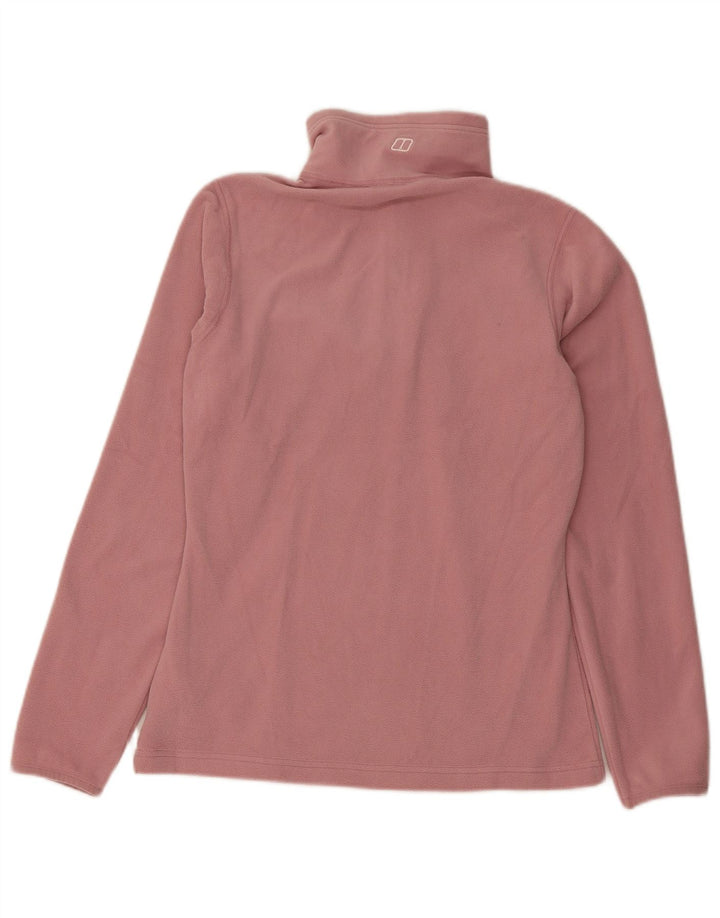 Suéter de lã feminino Berghaus com zíper e gola UK 10 poliéster rosa pequeno