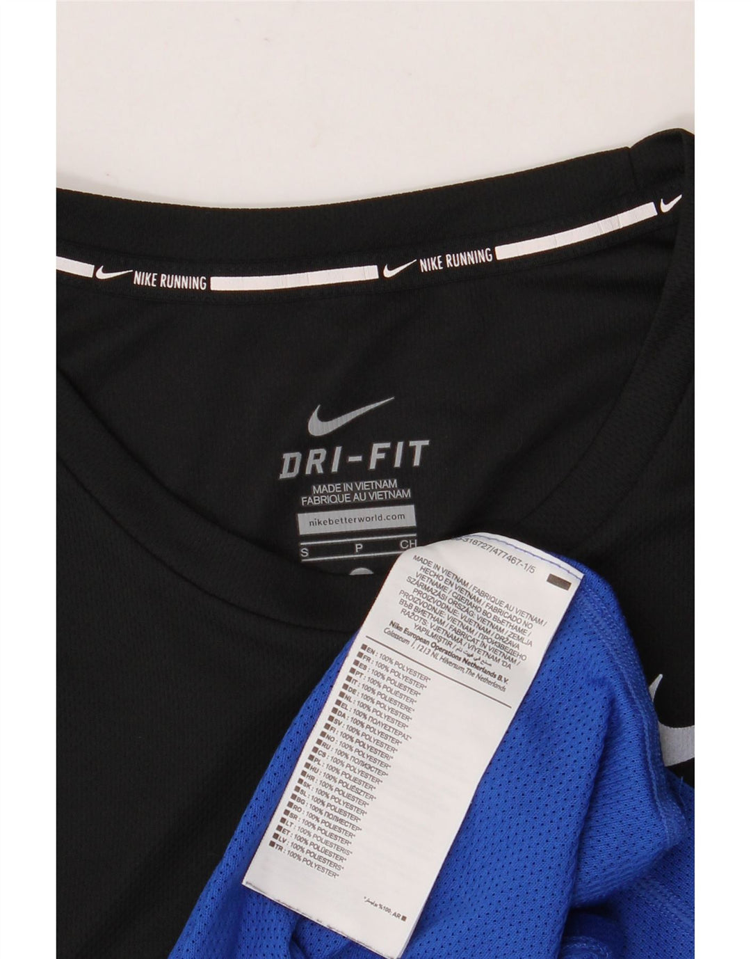 Camiseta masculina NIKE Dri Fit Top pequeno preto colorblock poliéster