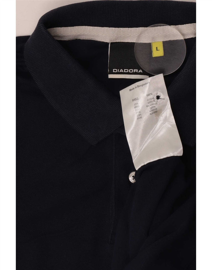 Camisa polo masculina Diadora grande algodão azul marinho