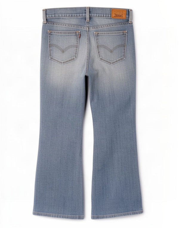 Calça jeans feminina Levi's 522 Ultra Low Bootcut US 4 pequena W27 L28 azul algodão