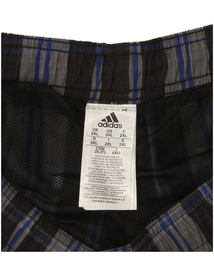 Shorts de natação masculino Adidas 2XL poliéster xadrez cinza