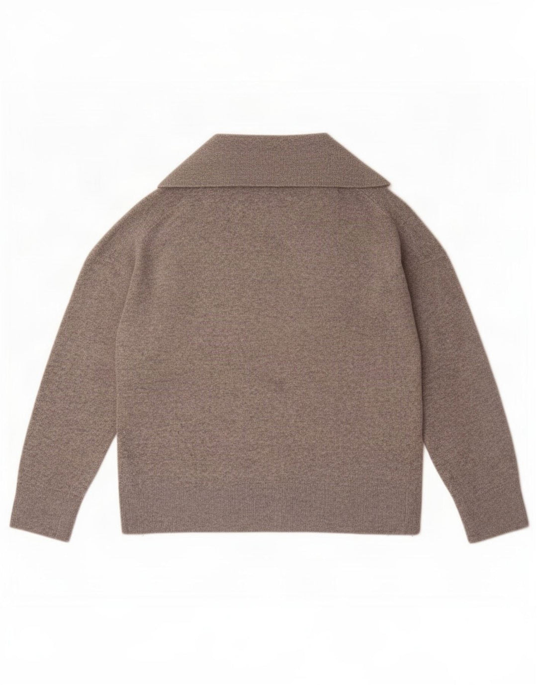 Suéter feminino Massimo Dutti com gola polo oversized Reino Unido 12 cinza médio