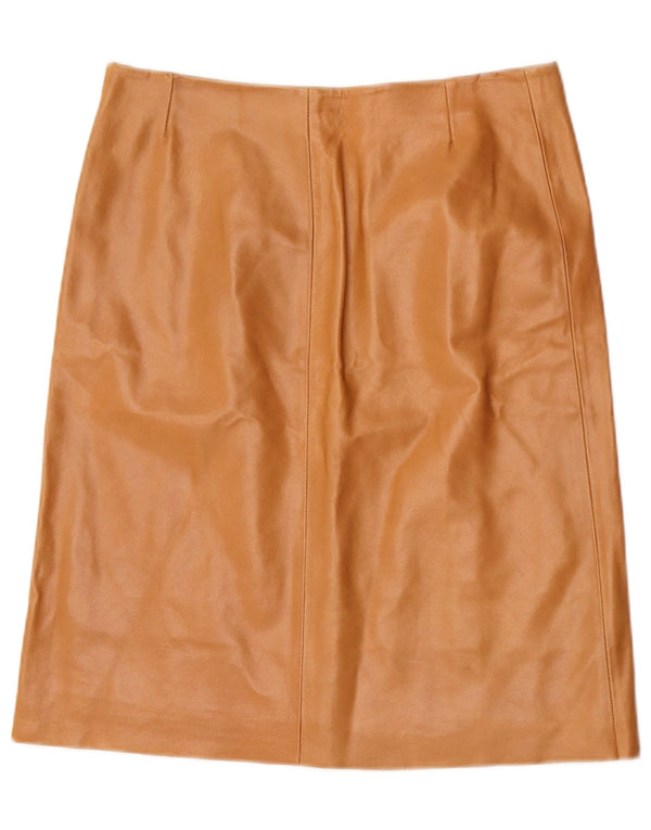 Saia de couro feminina vintage IT 44 médio W32 couro marrom