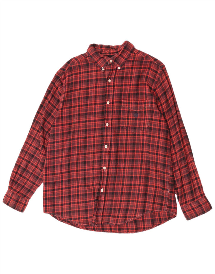 Camisa masculina de flanela Chaps grande algodão xadrez Borgonha