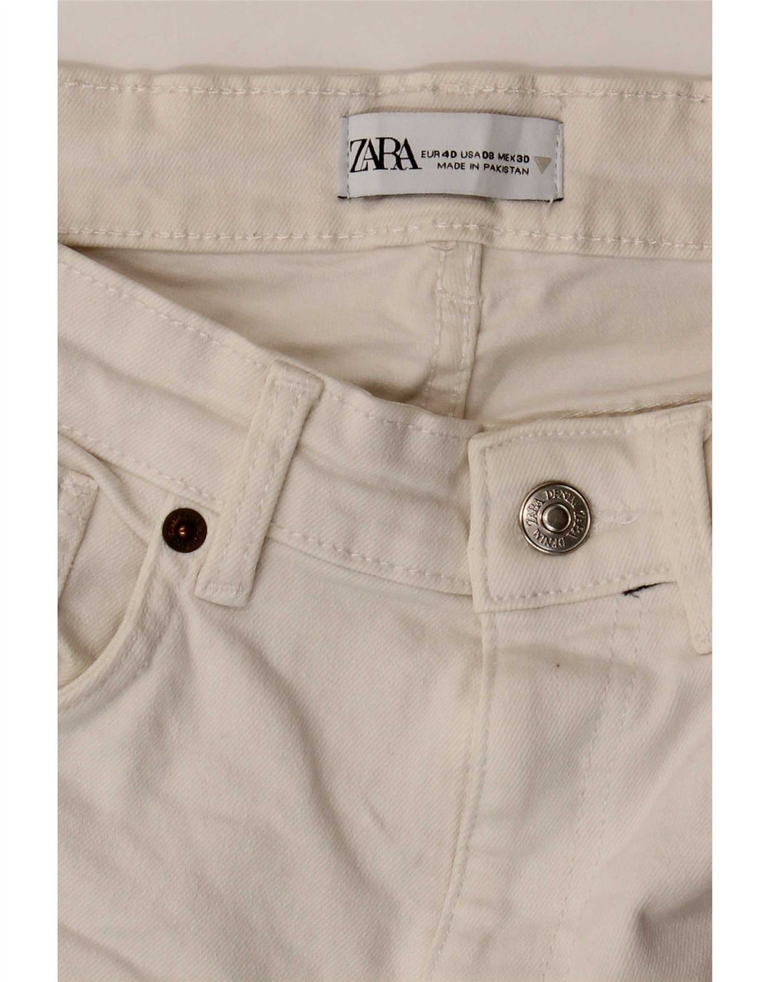 Calça jeans feminina Zara EU 40 médio W30 L23 branco