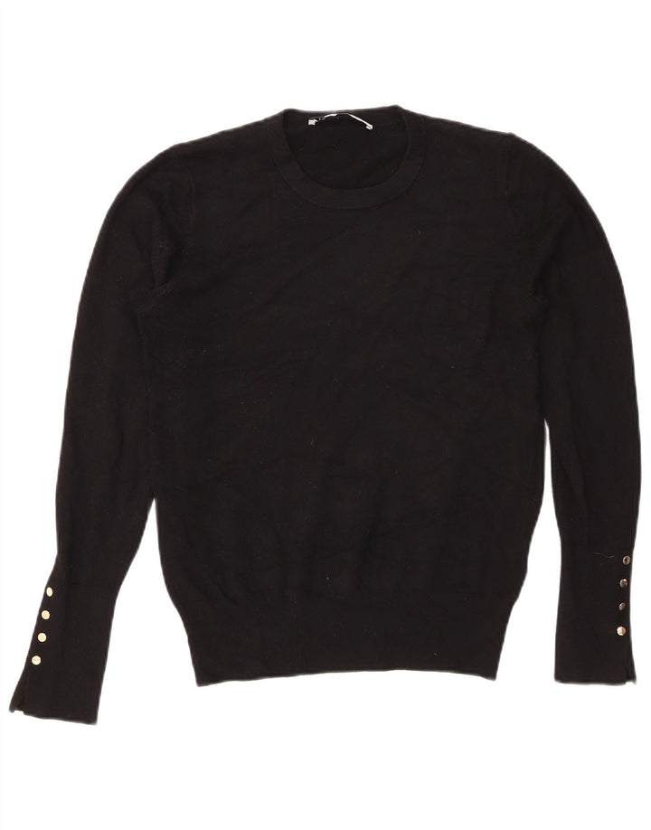 Zara Suéter feminino com gola redonda, Reino Unido 16, grande, preto