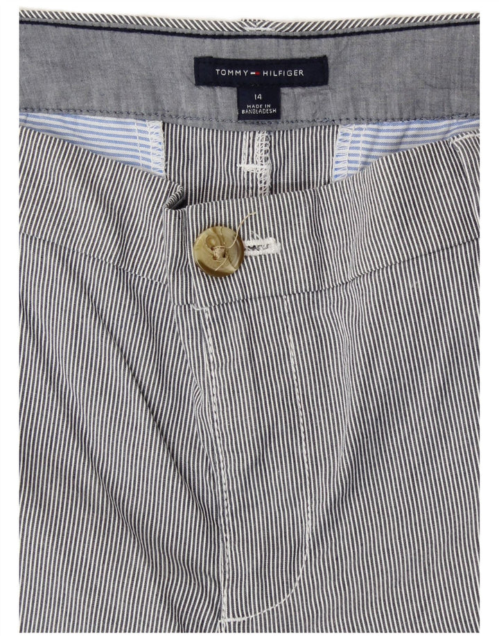 Calças Cropped Femininas Tommy Hilfiger EUA 14 XL W38 L26 Cinza Listrado