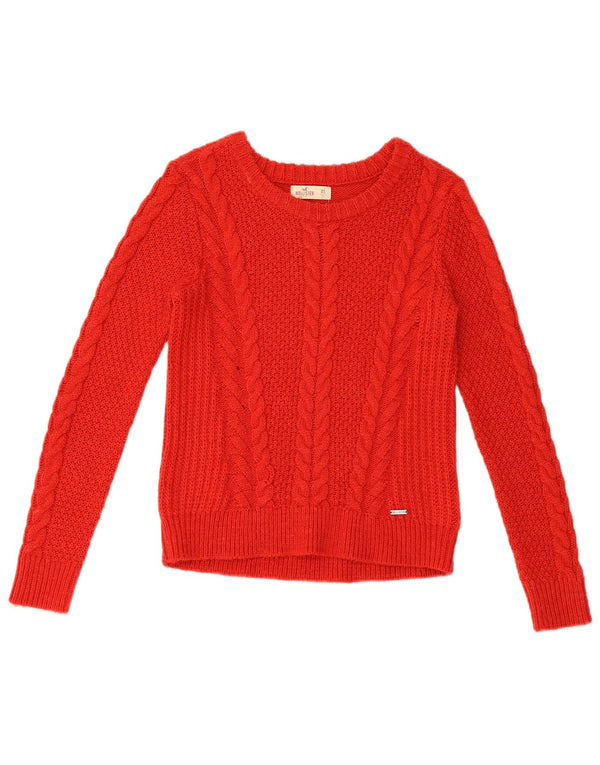 Suéter feminino Hollister com gola canoa UK 6 XS vermelho acrílico